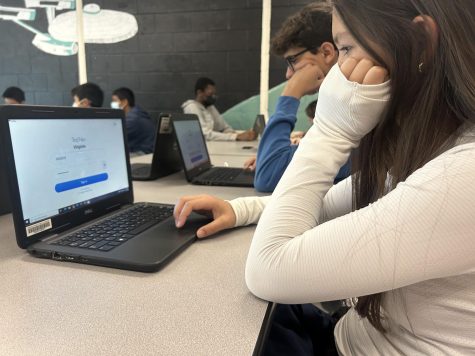 Students gathered alphabetically in classrooms to take the SOLS. (Note: Simulated Photo, no photos were taken during actual testing.)